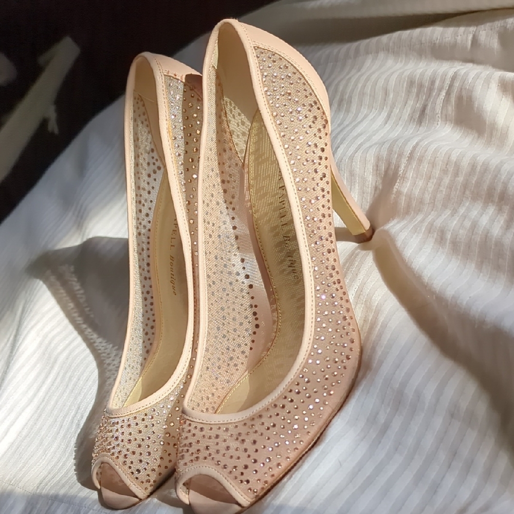 Papell Boutique Nude Rhinestone Heels
